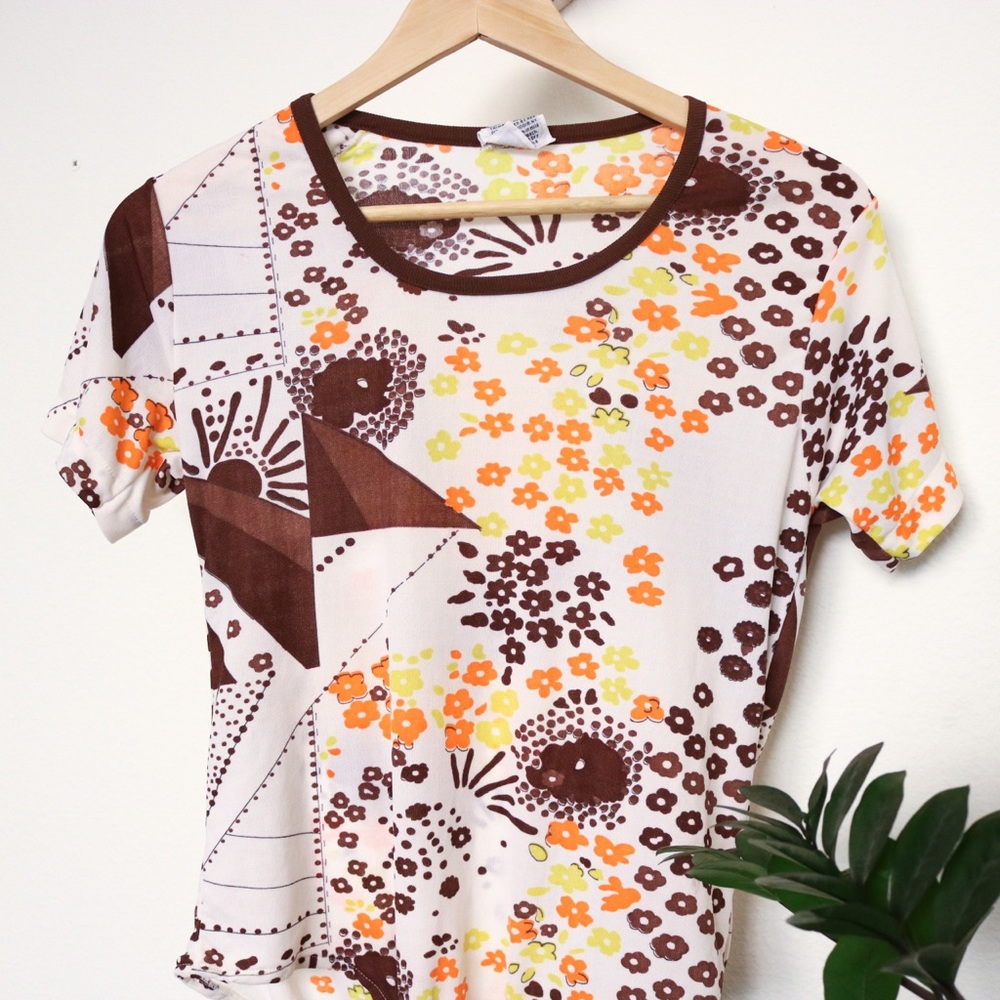 True Vintage 1960s Retro Bodysuit Top - Picture 2 of 5